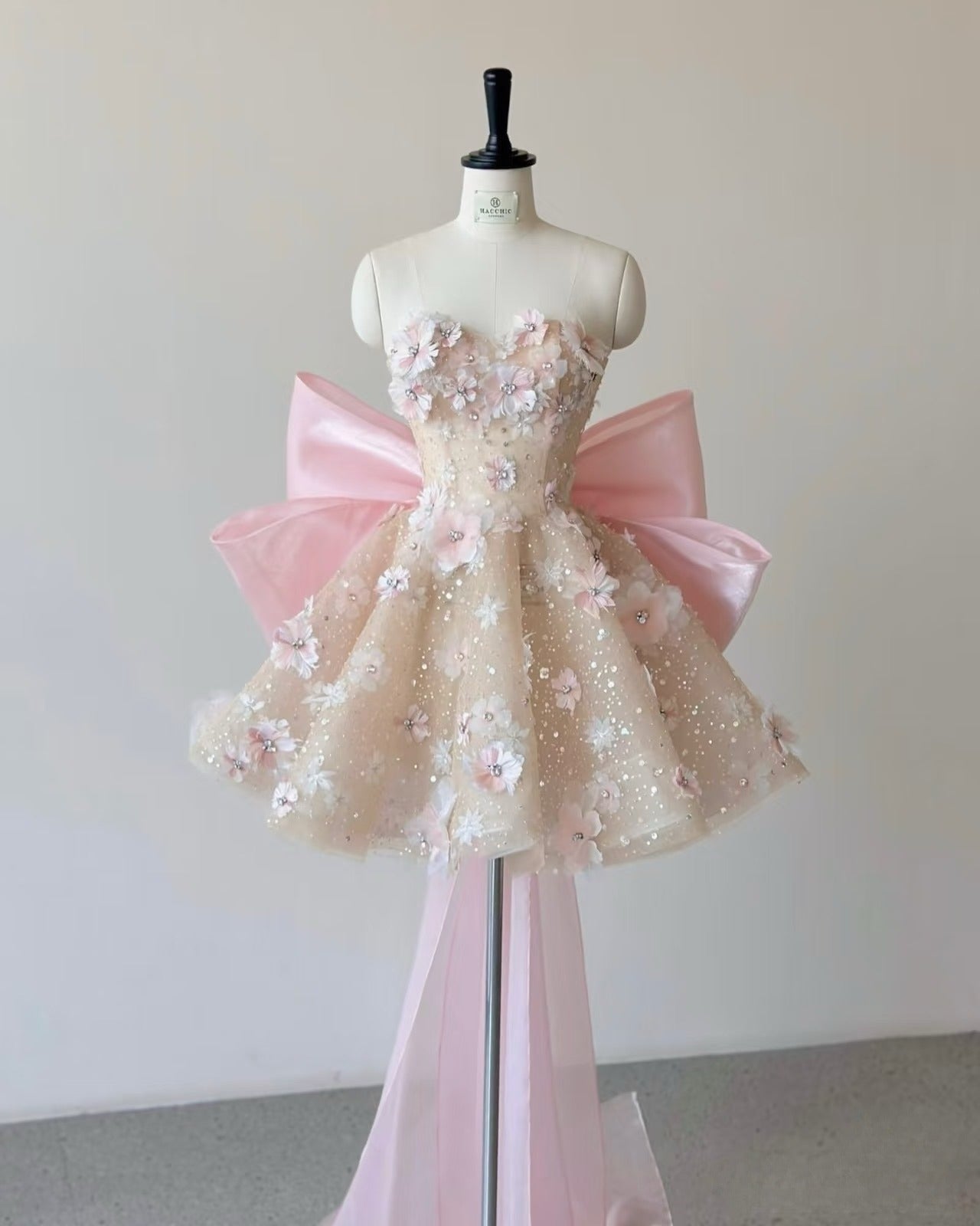 Sexy Ball Gown Sweetheart Pink Floral Lace Formal Prom Dresses Party Dresses Main image