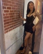 Sexy Black Tube Top Herringbone Beaded 19Th Birthday Homecoming Dresses