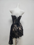 Sexy Burgundy Strapless Lace Sheath Short Cocktail Dresses Homecoming Dresses