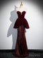 Sexy Burgundy Velvet Sequins Strapless Prom Dress