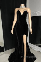 Sexy Burgundy Velvet Wedding Guest Dresses V Neck Mermaid Formal Prom Dresses