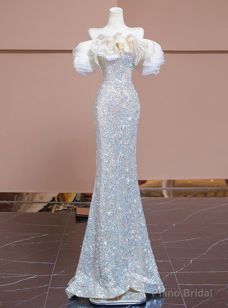 Sexy Champagne Mermaid Sequins Prom Dress Main image