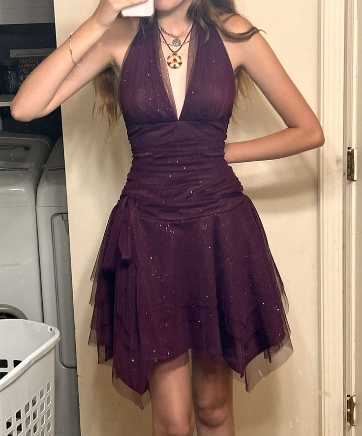 Sexy Deep V Halter A Line Homecoming Dresses Purple Cocktail Dresses