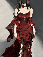 Sexy French High Low Spaghetti Straps Christmas Dresses Burgundy Birthday Dresses Birthday Outfits