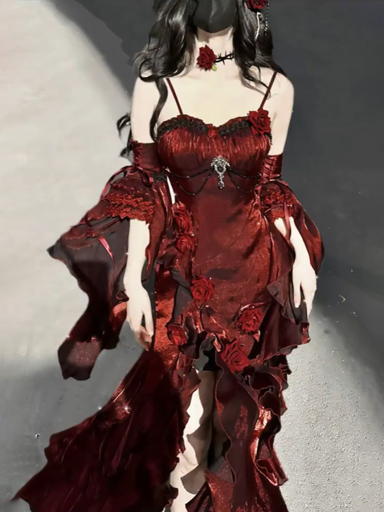 Sexy French High Low Spaghetti Straps Christmas Dresses Burgundy Birthday Dresses Birthday Outfits