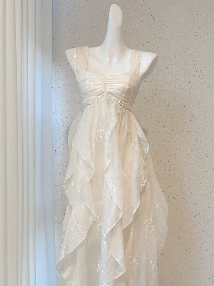 Sexy French High Low Square Neckline Christmas Dresses Ivory Birthday Dresses Birthday Outfits Secondary image