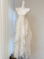 Sexy French High Low Square Neckline Christmas Dresses Ivory Birthday Dresses Birthday Outfits