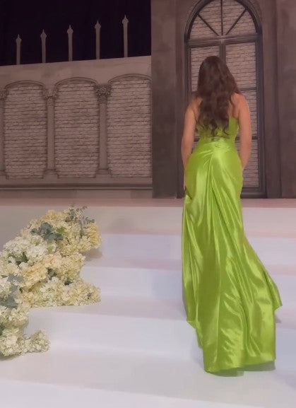 Sexy Green Strapless Mermaid Formal Dresses Sweetheart  Formal Evening Dresses Elegant Satin Long Formal Prom Dresses