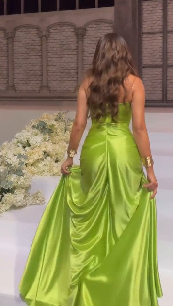 Sexy Green Strapless Mermaid Formal Dresses Sweetheart  Formal Evening Dresses Elegant Satin Long Formal Prom Dresses