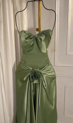 Sexy Green Strapless Mermaid Formal Dresses Sweetheart  Formal Evening Dresses Elegant Satin Long Formal Prom Dresses
