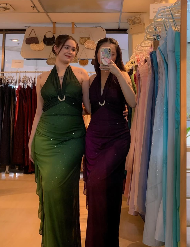 Sexy Halter Ombre Green Chiffon Backless Long Formal Prom Dresses Formal Evening Dresses