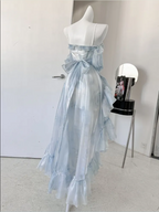 Sexy High Low Straps Blue Formal Prom Dresses 21Th Birthday Outfit