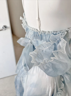 Sexy High Low Straps Blue Formal Prom Dresses 21Th Birthday Outfit