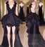 Sexy Layered Hi-Lo Lace Black Formal Prom Dresses