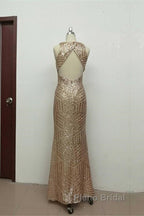 Sexy Leg Split Open Back Mermaid Sequins Formal Prom Dresses
