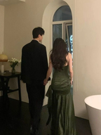 Sexy Mermaid Green Party Dresses Satin Formal Prom Dresses