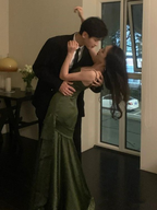 Sexy Mermaid Green Party Dresses Satin Formal Prom Dresses