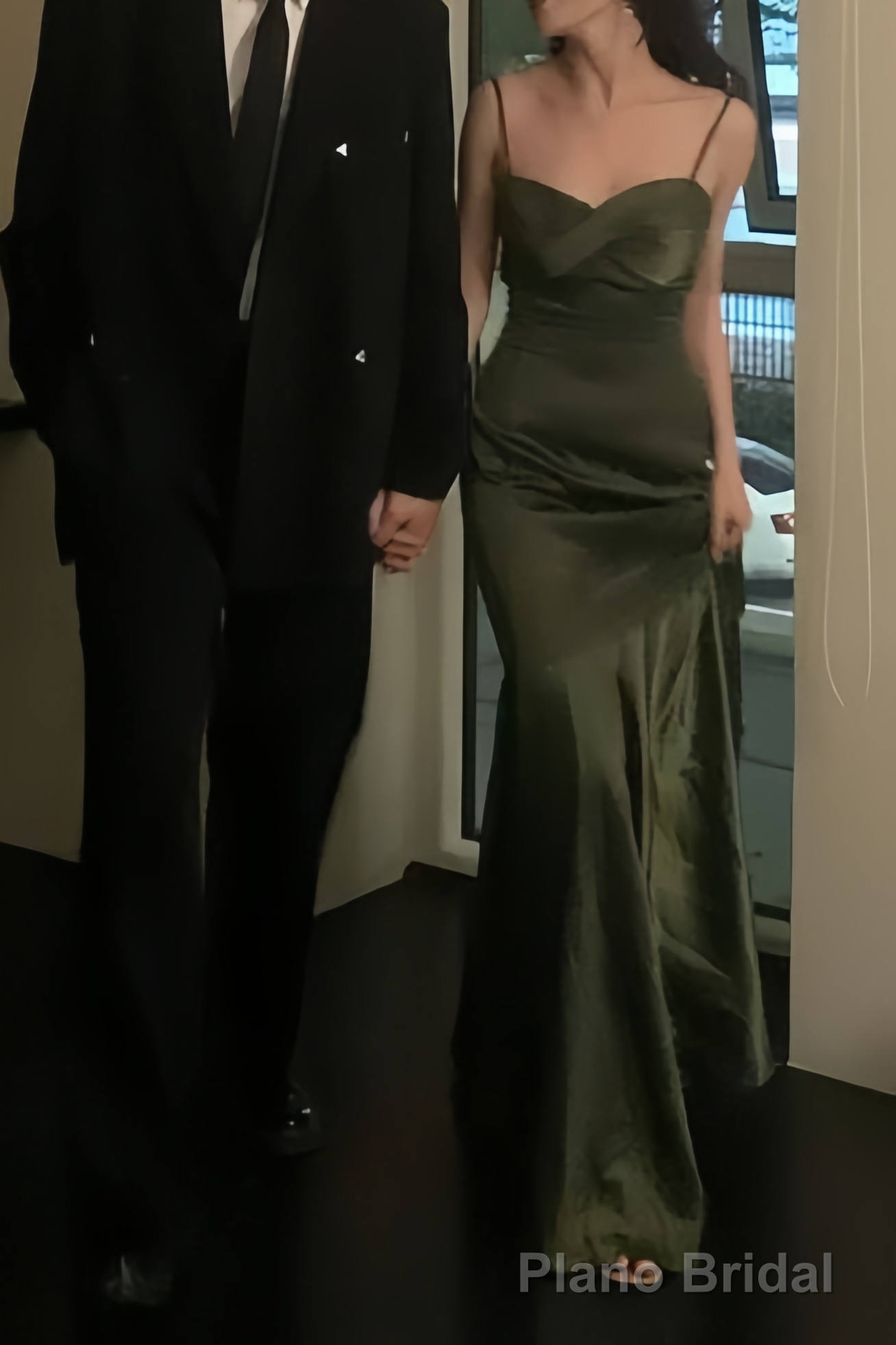 Sexy Mermaid Green Party Dresses Satin Long Prom Dresses Main image