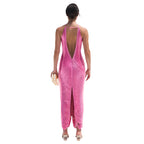 Sexy Mermaid Halter Hot Pink Long Formal Prom Dresses
