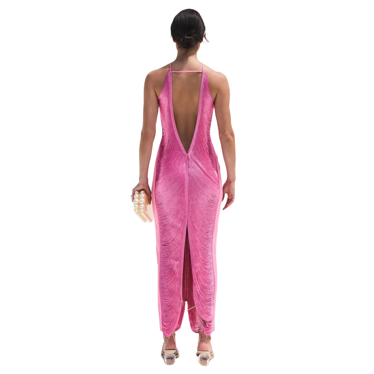 Sexy Mermaid Halter Hot Pink Long Formal Prom Dresses