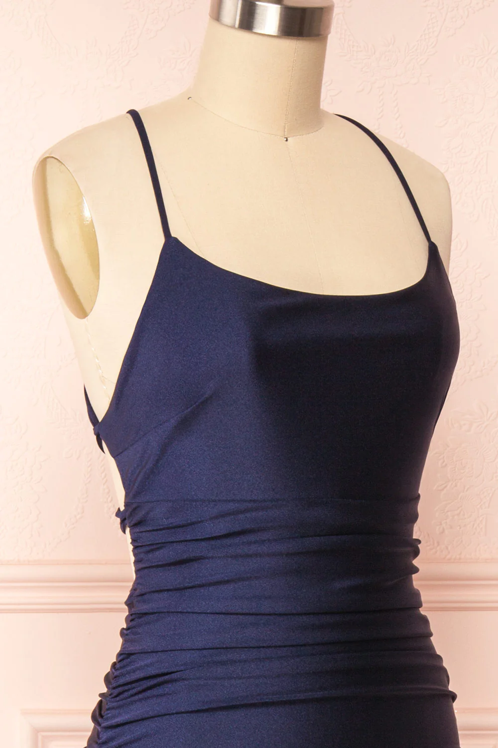 Sexy Mermaid Halter Sleeveless Navy Blue Long Formal Prom Dresses