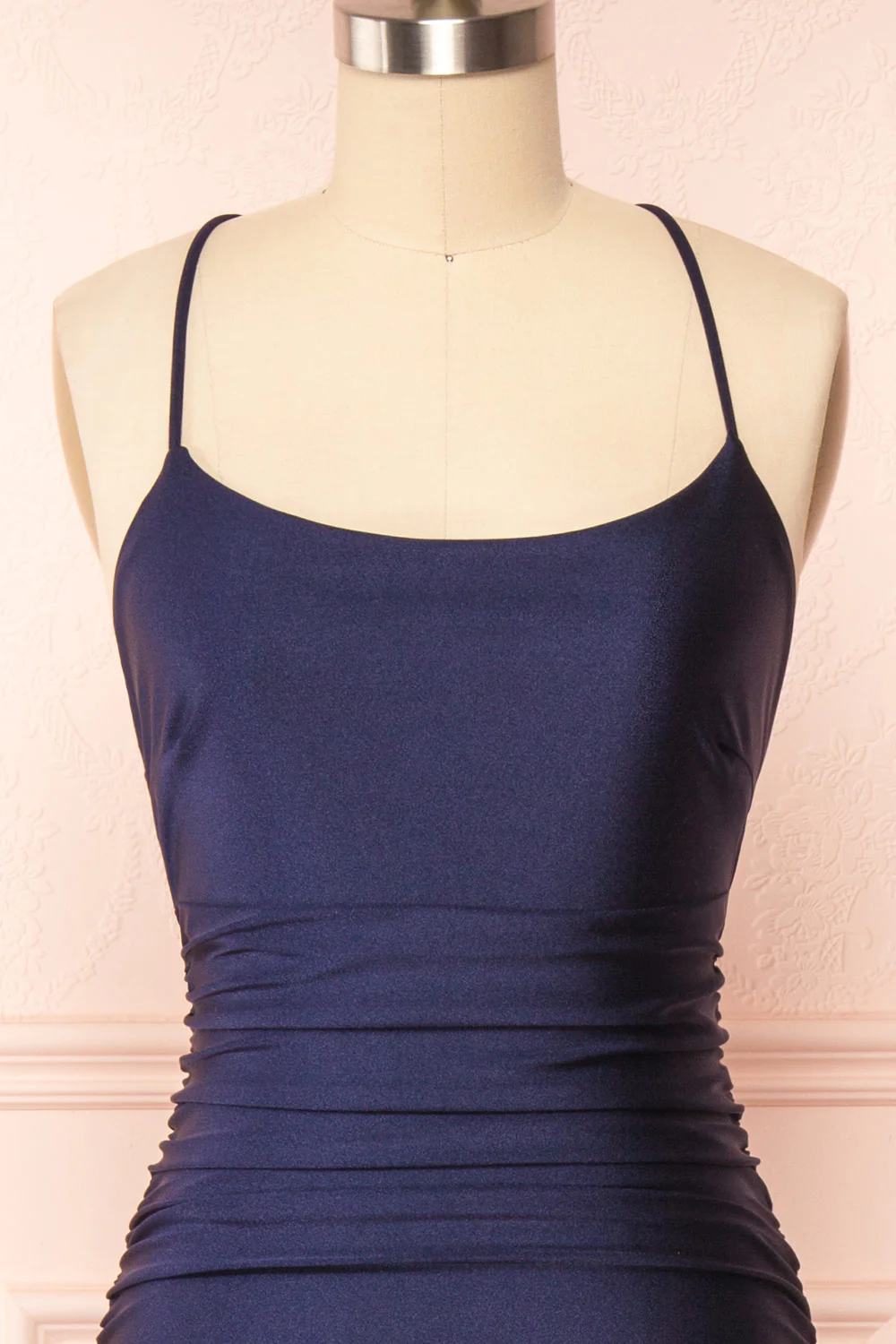 Sexy Mermaid Halter Sleeveless Navy Blue Long Formal Prom Dresses