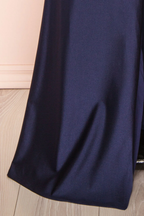 Sexy Mermaid Halter Sleeveless Navy Blue Long Formal Prom Dresses