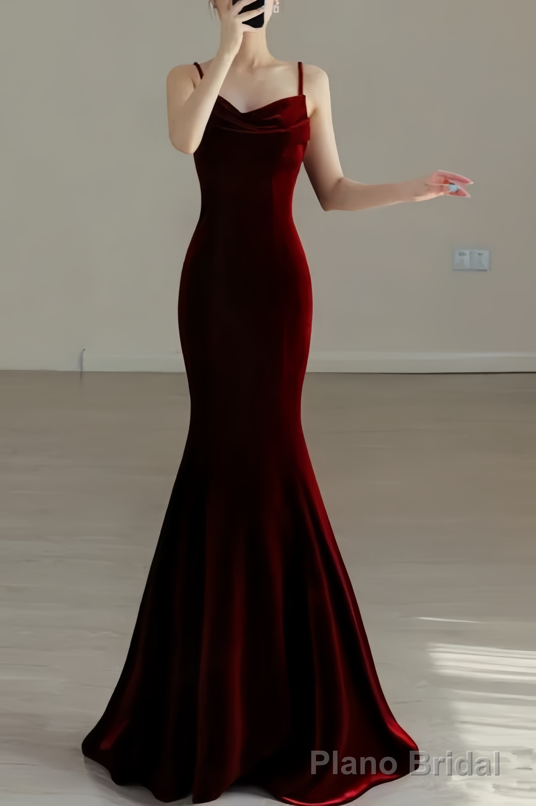 Sexy Mermaid Long Burgundy Prom Dress Evening Dresses Main image