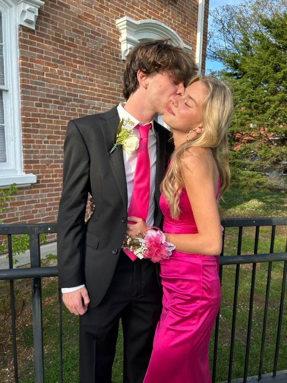 Sexy Mermaid Long Hot Pink Formal Prom Dresses Birthday Outfits