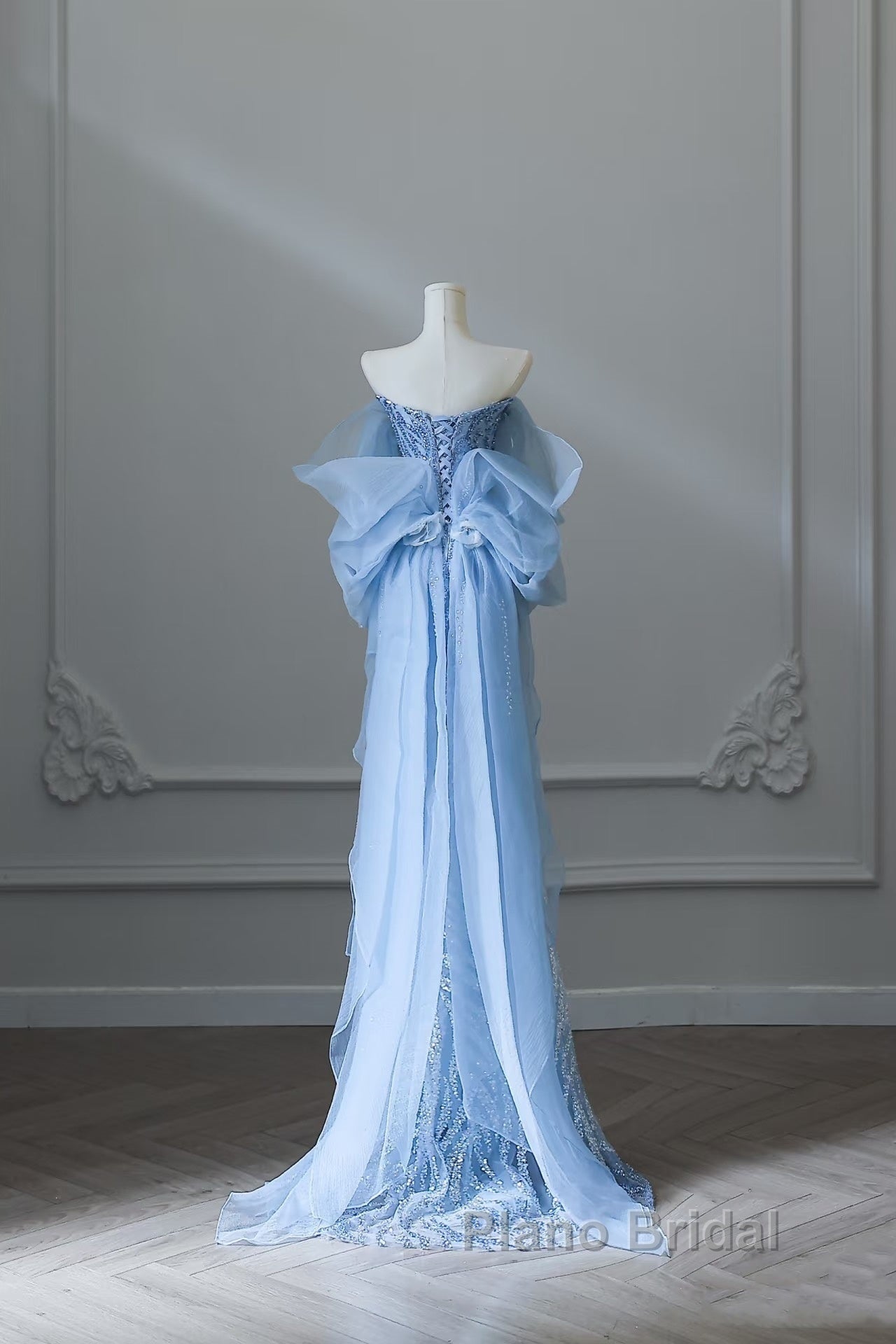 Sexy Mermaid Off The Shoulder Blue Sequin Long Formal Prom Dresses Evening Gowns Secondary image