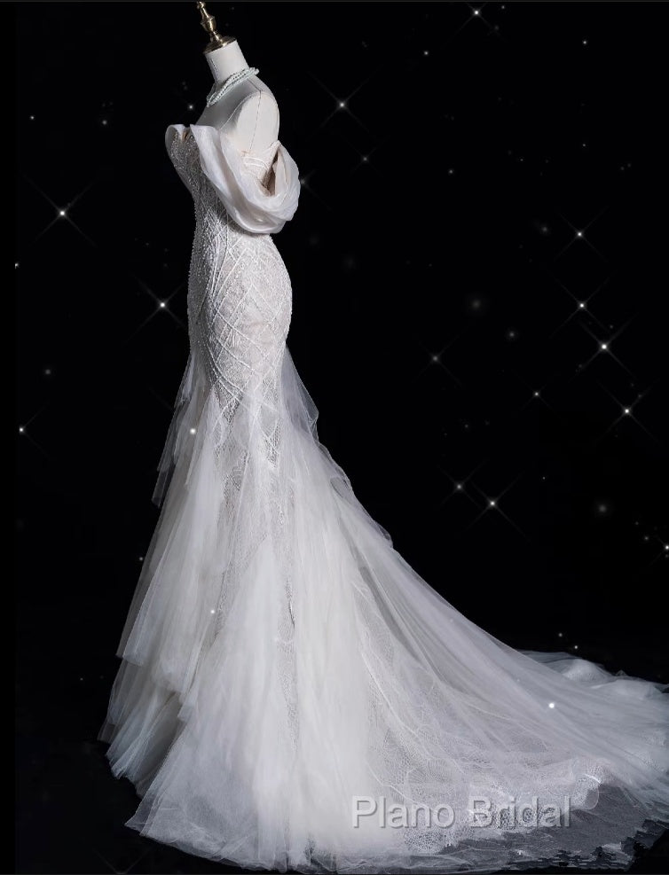 Sexy Mermaid Off The Shoulder White Lace Long Wedding Dresses Brides Dresses Secondary image