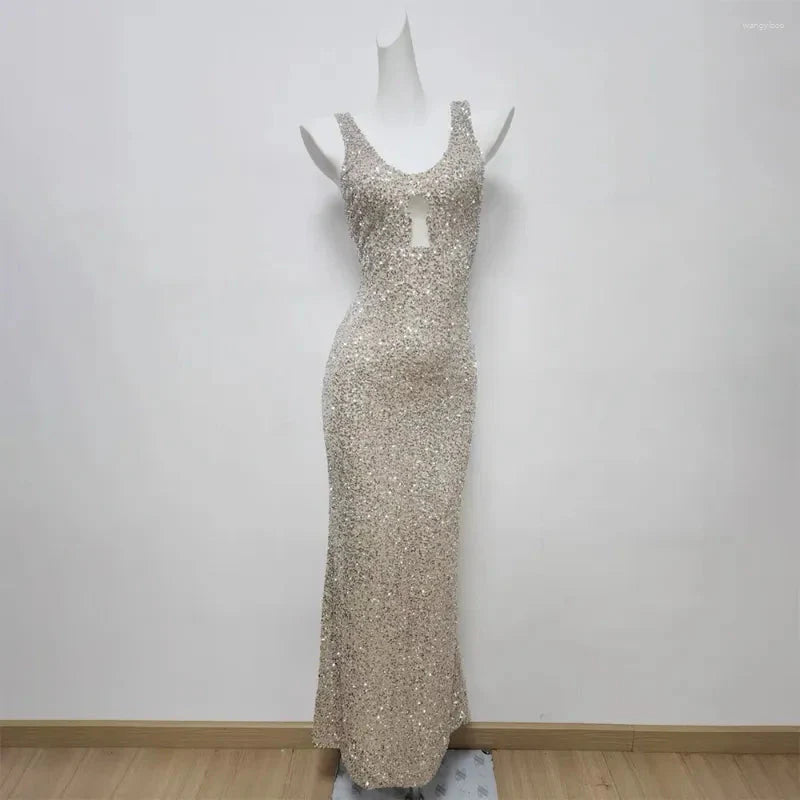 Sexy Mermaid Silver Sequin Formal Evening Party Dresses Birthday Outfits