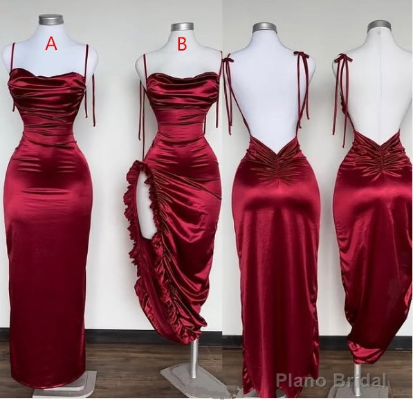 Sexy Mermaid Sleeveless Floor Length Backless Evening Dress Red Prom Dresses Secondary image