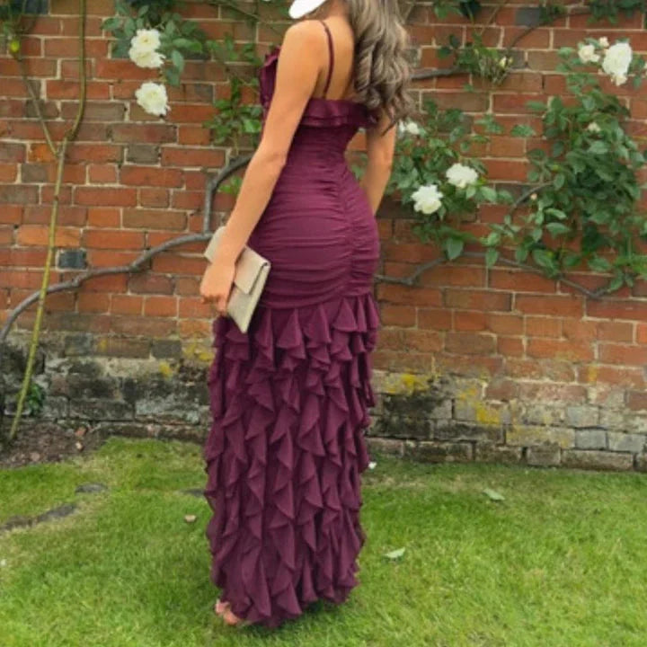 Sexy Mermaid Spaghetti Straps Ankle Length Chiffon Formal Evening Dresses Formal Prom Dresses