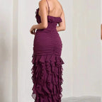 Sexy Mermaid Spaghetti Straps Ankle Length Chiffon Formal Evening Dresses Formal Prom Dresses