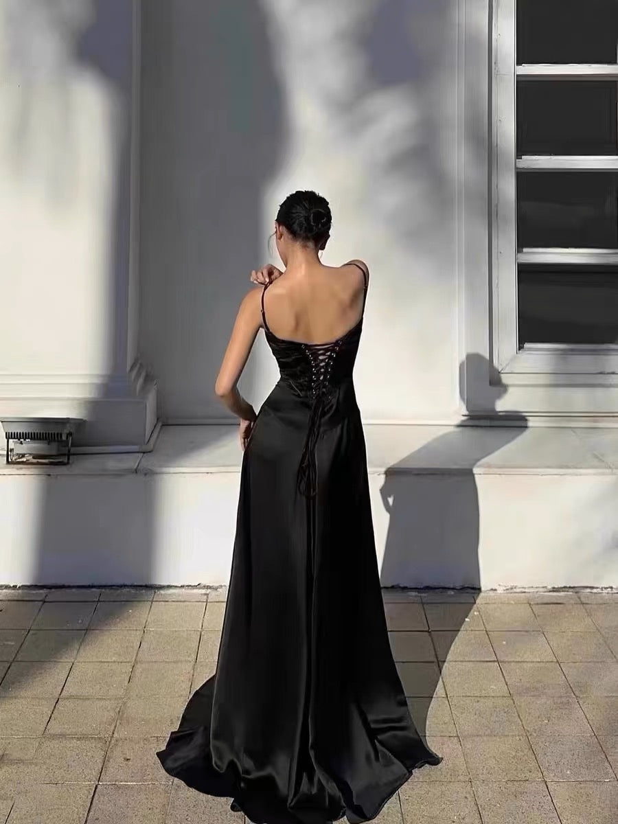 Sexy Mermaid Spaghetti Straps Black Birthday Dresses 22Th Birthday Outfits