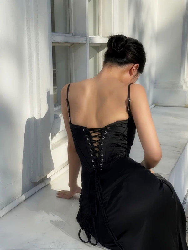 Sexy Mermaid Spaghetti Straps Black Birthday Dresses 22Th Birthday Outfits