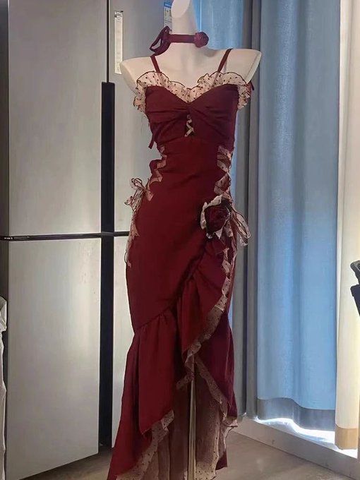 Sexy Mermaid Spaghetti Straps Burgundy Long Formal Evening Dresses Formal Prom Dresses Main image