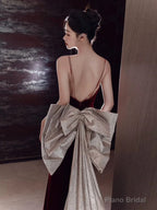 Sexy Mermaid Spaghetti Straps Burgundy Velvet Long Evening Dress Prom Dresses