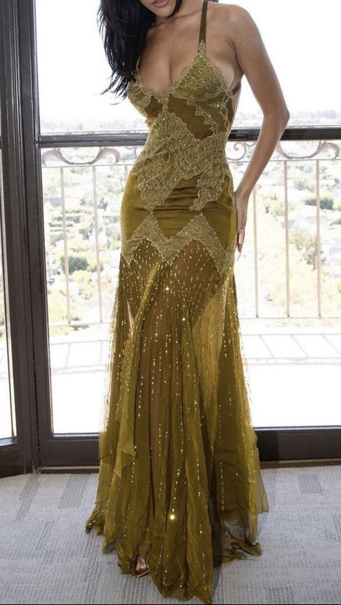 Sexy Mermaid Spaghetti Straps Lace Formal Prom Dresses 21Th Birthday Outfit Main image