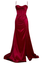Sexy Mermaid Spaghetti Straps Olive Green Long Formal Evening Dresses Backless Formal Prom Dresses