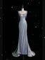 Sexy Mermaid Spaghetti Straps Sequin Silver Formal Evening Gowns Long Formal Prom Dresses
