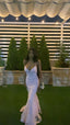 Sexy Mermaid Spaghetti Straps Sleeveless Lace Pink Formal Prom Dresses Birthday Outfit
