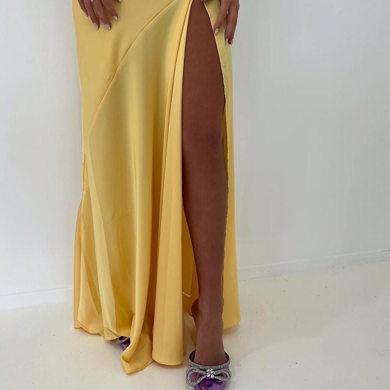 Sexy Mermaid Spaghetti Straps Sleeveless Party Dresses Yellow Formal Prom Dresses
