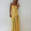 Sexy Mermaid Spaghetti Straps Sleeveless Party Dresses Yellow Formal Prom Dresses