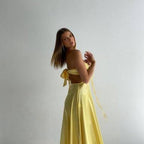 Sexy Mermaid Spaghetti Straps Yellow Formal Prom Dresses 21Th Birthday Outfit