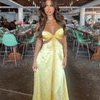 Sexy Mermaid Spaghetti Straps Yellow Formal Prom Dresses 21Th Birthday Outfit