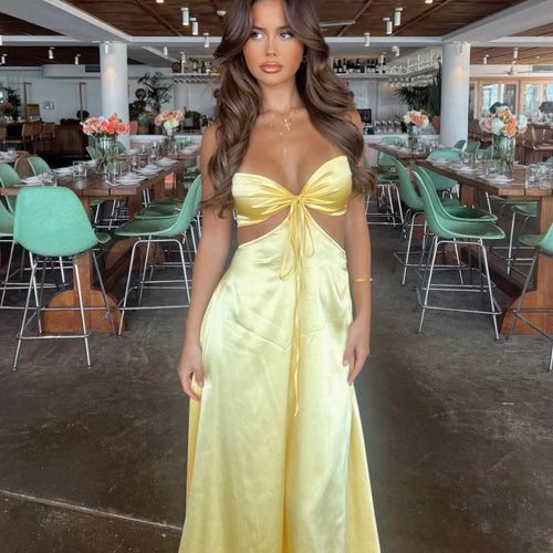 Sexy Mermaid Spaghetti Straps Yellow Formal Prom Dresses 21Th Birthday Outfit