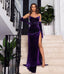 Sexy Mermaid Strapless Long Grape Formal Prom Dresses With Gloves