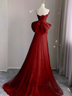 Sexy Mermaid Strapless Red Lace Long Formal Prom Dresses